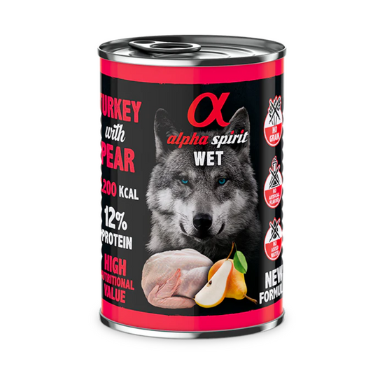 Comida Húmeda Alpha Spirit Pavo con Pera (400g)