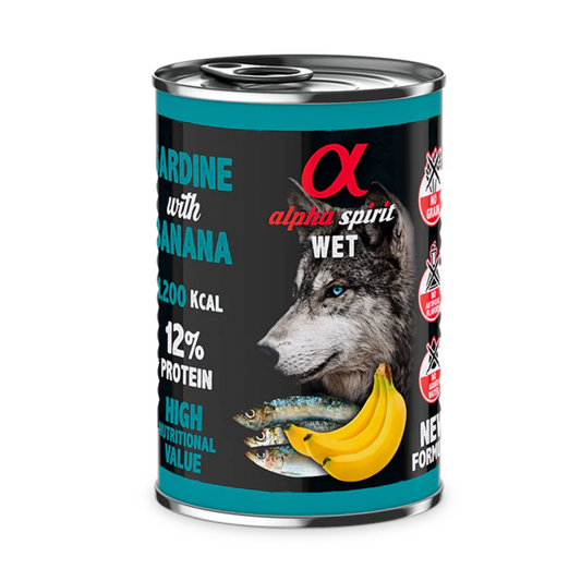 Comida Húmeda Alpha Spirit Sardina con Plátano (400g)